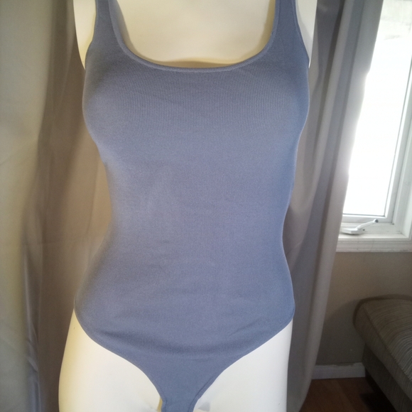 Zara Ribbed Grey Bodysuit - Picture 1 of 2